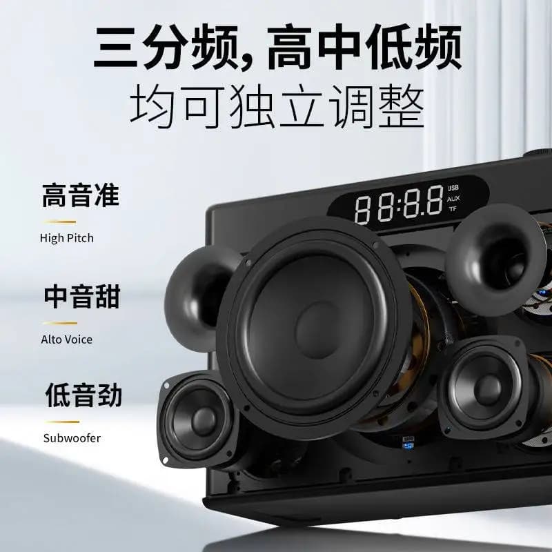 Karaoke Machine Outdoor Portable Speaker With 2 Wireless Microphones Supports AUX MIC OTG Live for Party