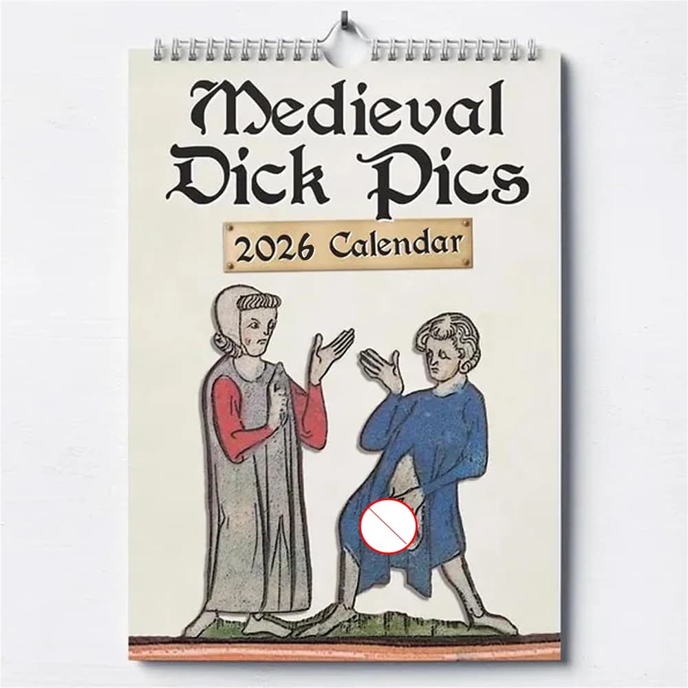 Nuovo calendario 2026 Divertente illustrazione medievale creativa Agenda giornaliera settimanale mensile Organizzatore Decorazioni per la casa Accessorio Calendario da parete