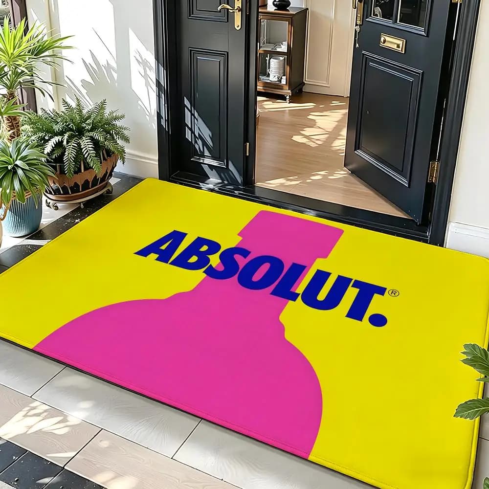 Tappetino Liquor A-Absolut v-vodka in morbida flanella, tappetino per porta d'ingresso, antiscivolo, assorbente, per bagno e camera da letto