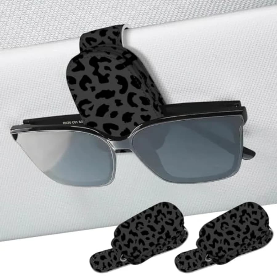 2 Pack Sunglass Holder for Car Visor, Universal Magnetic Car Sunglass Holder for Different Size Eyeglasses, Car Visor Accessori