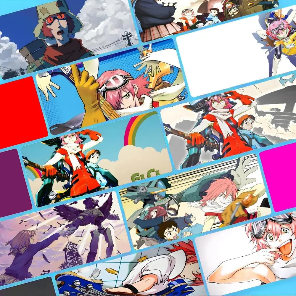 Quirky FLCL Fooly Cooly-s Mouse Pad Non-Slip Large Desk Mat Thick Stitched Edge Gaming Mousepad