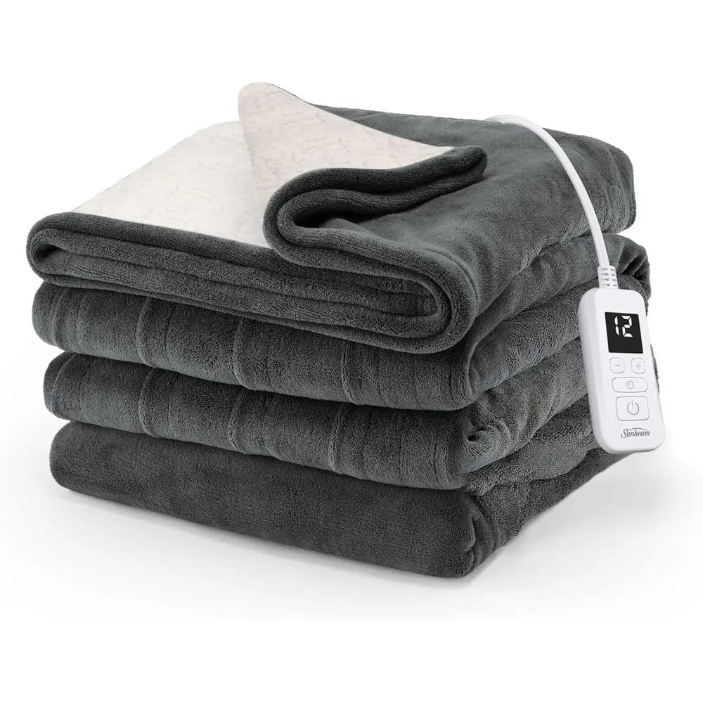 Coperta riscaldata Sherpa inversa elettrica in micropeluche Royal Luxe, 12 impostazioni di calore, spegnimento automatico selezionabile 12 ore, riscaldamento ast, guerra