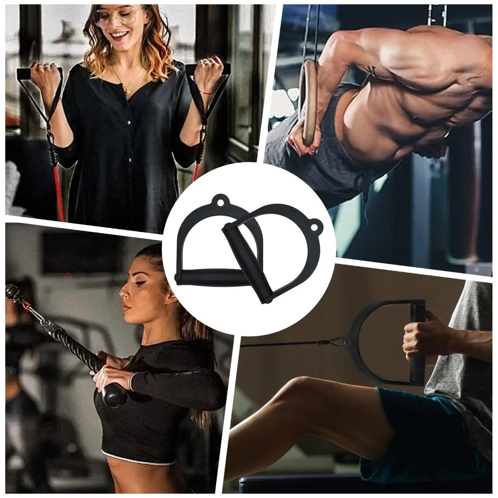 Ergonomic 2-piece Fitness Handles Cable Machine Attachment With Durable Nylon Portable Resistance Band For Home Gym Training Daily Use