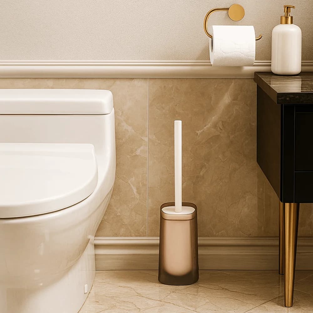 Pratico scopino per WC a manico lungo senza angoli morti Testina staccabile Spazzola per sgabello Spazzola per WC in plastica Bagno