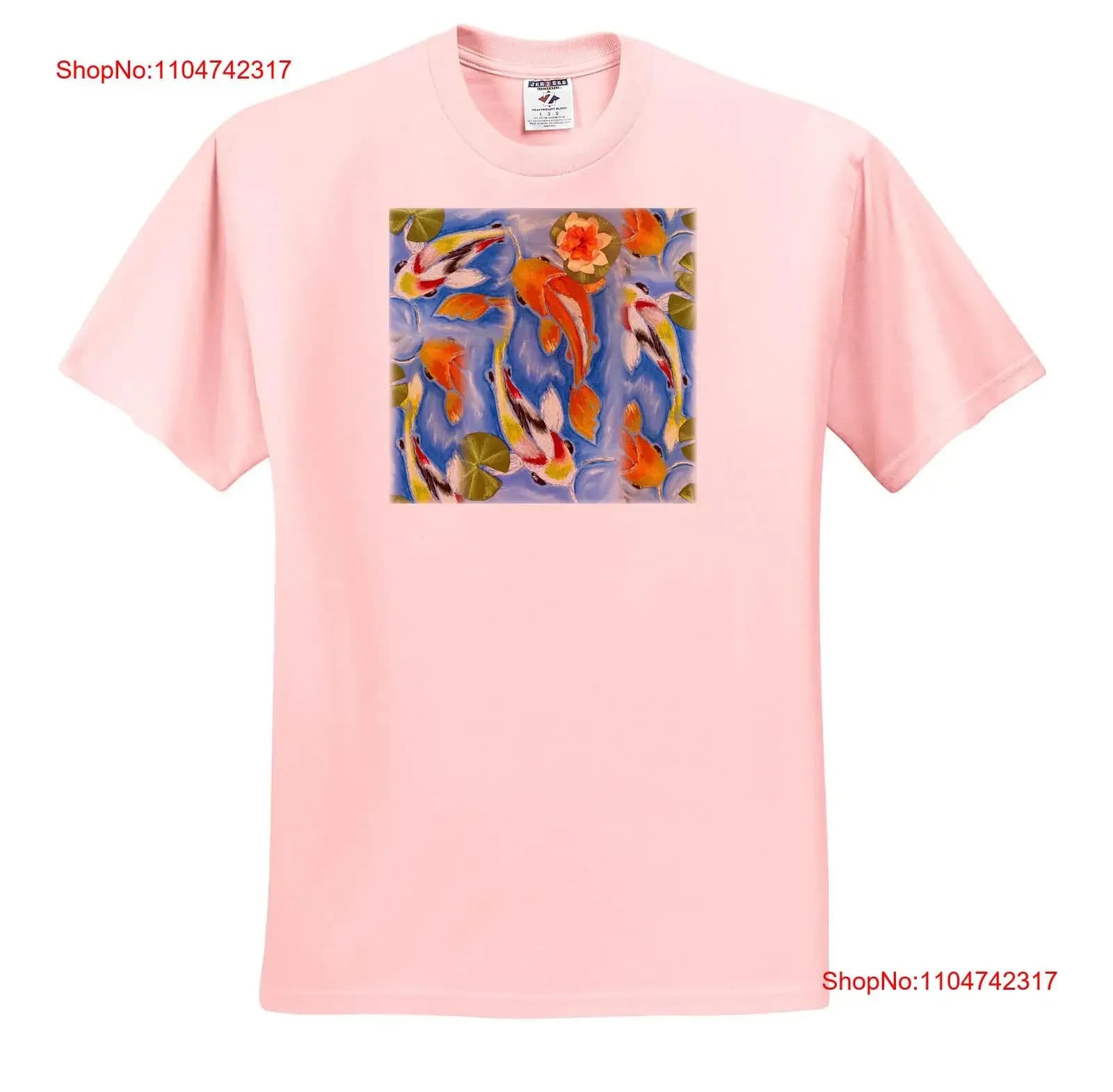 3dRose Koi Pastel Tile Design T Shirt vintage Washed Soft Top For Everyday Wear Slightly designer clothes Unisex Casual homme