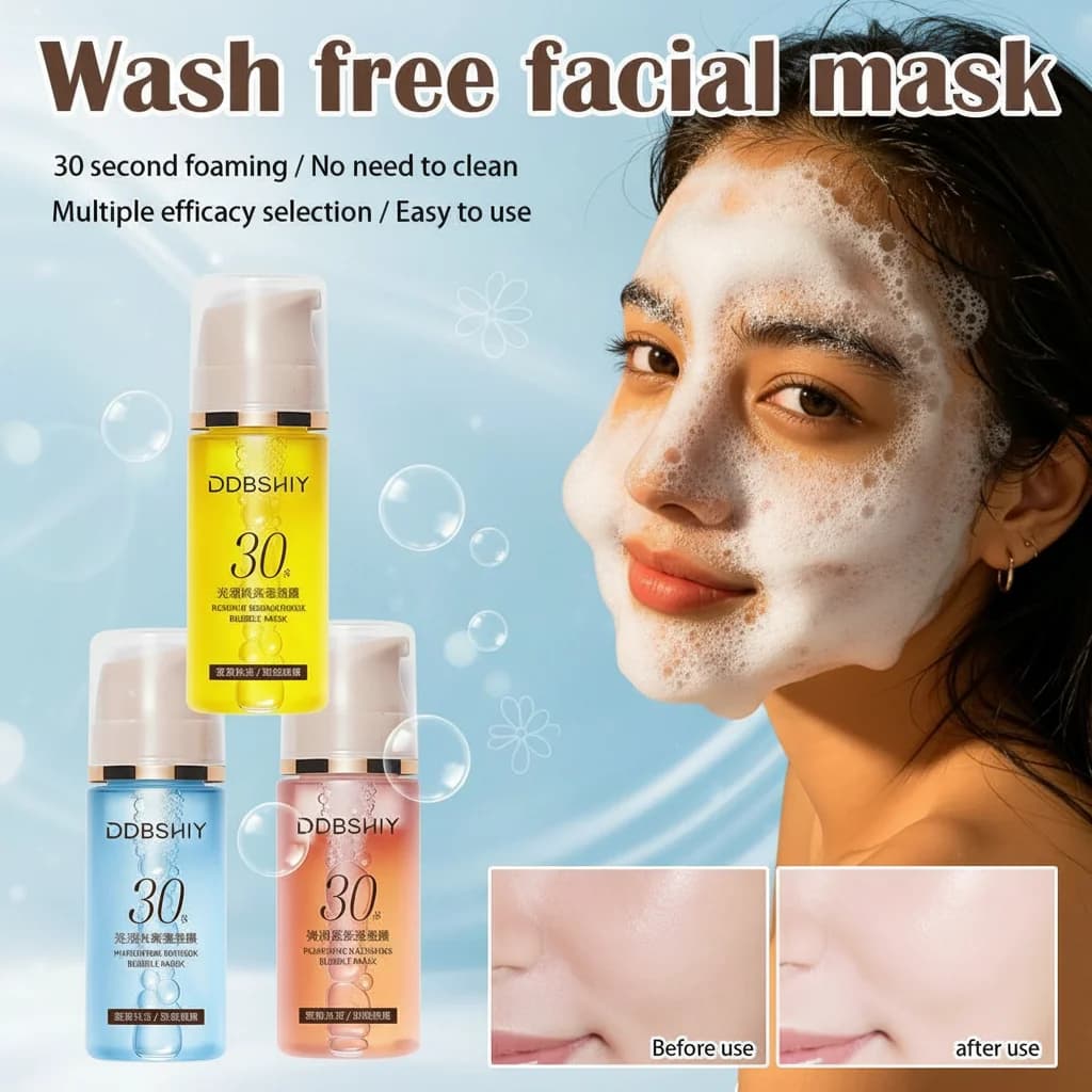 Korean 95ml 30-Second Foam Facial Mask - Soothes Brightens Lifts Repairs Moisturizes Washes Free Bubble Mask for Face