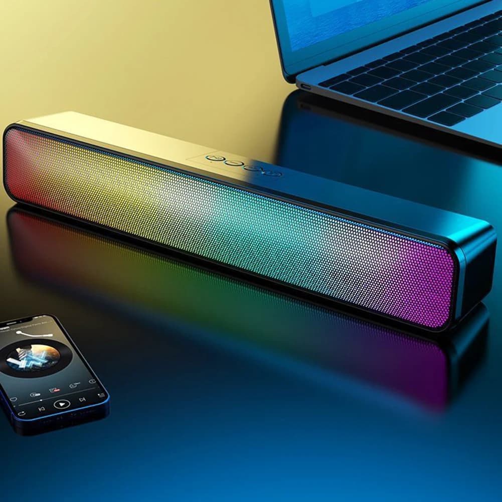 Altoparlante wireless RGB compatibile con Bluetooth, mini altoparlanti portatili, alimentati tramite USB, altoparlante multimediale con subwoofer per PC portatile