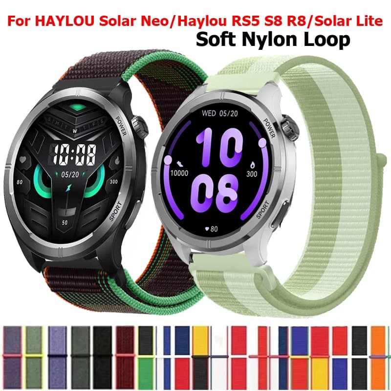 20mm 22mm Anello in nylon per HAYLOU Solar Neo Smartwatch Fascia sportiva per Haylou RS4 RS4Plus Strap Haylou RS5 S8 R8/Solar Lite RT2 RT3