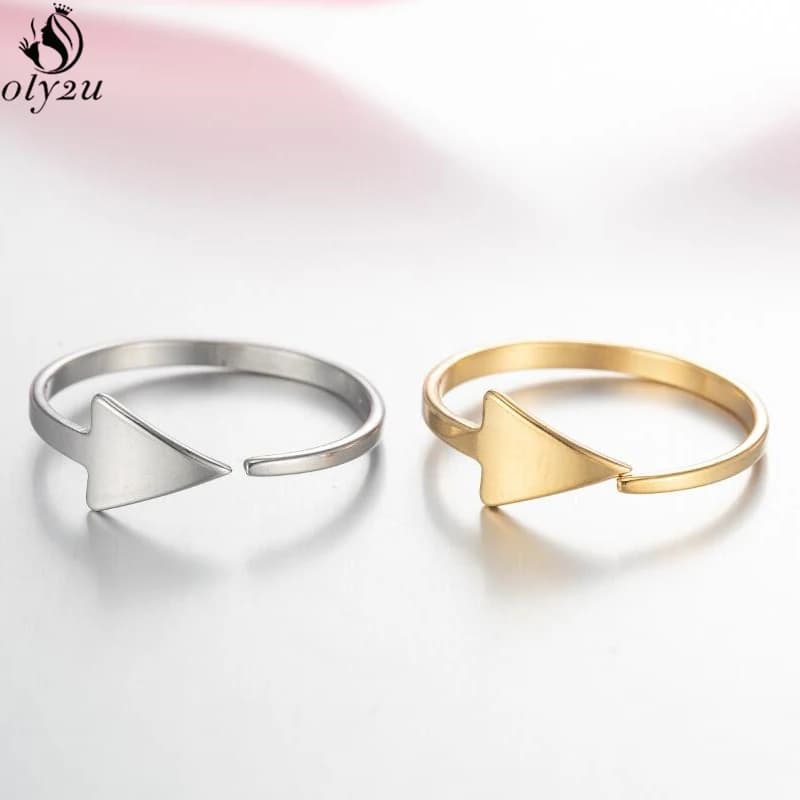 Anello triangolare geometrico vintage in acciaio inossidabile per donne Gioielli regolabili minimalisti Ragazze Festa di compleanno Anelli freccia Regali