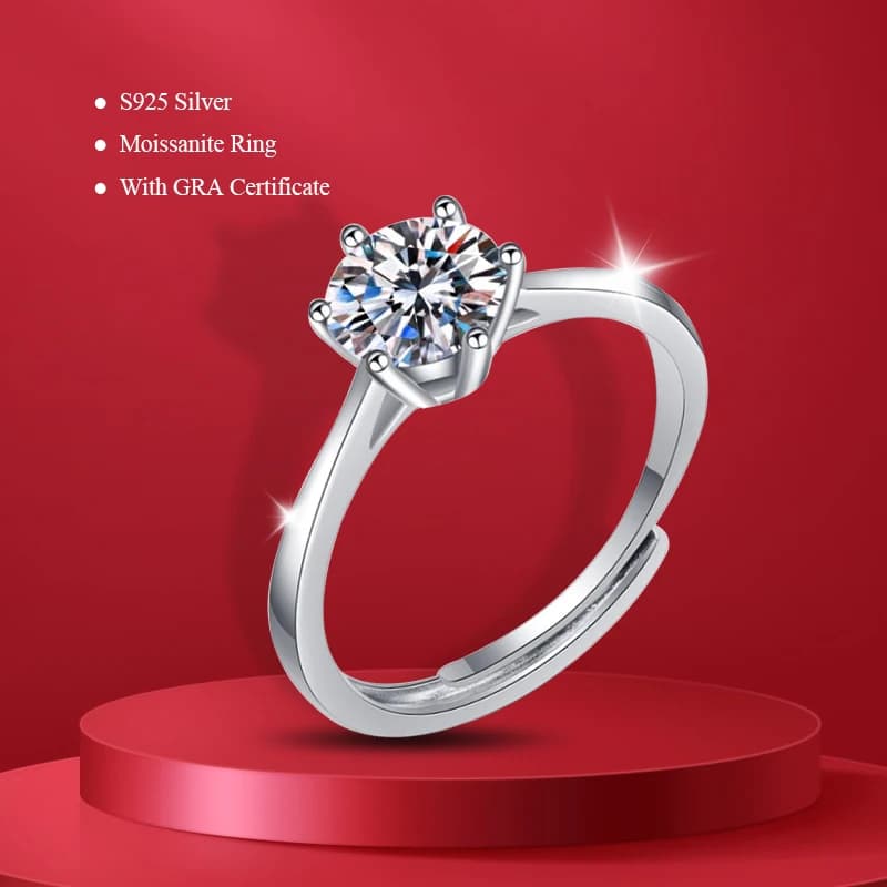 Anelli di fidanzamento con moissanite in argento sterling 925 a prezzo di fabbrica Anelli semplici a 6 punte per regali da donna Gioielli da sposa lucidi