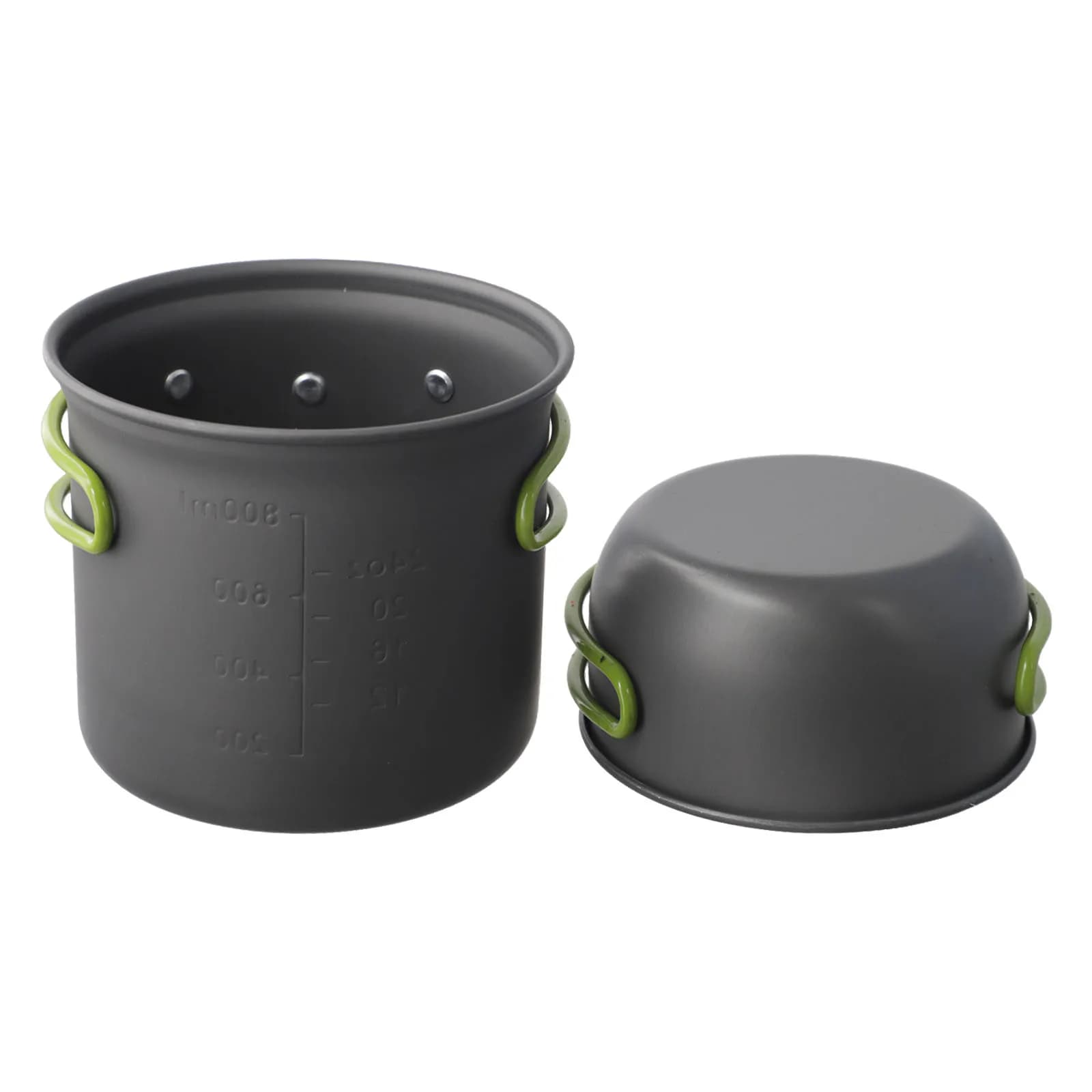 Set da Cucina da Campeggio Portatile Leggero in Alluminio Anodizzato Duro Antiaderente con Manico Pieghevole Salvaspazio per Uso Esterno