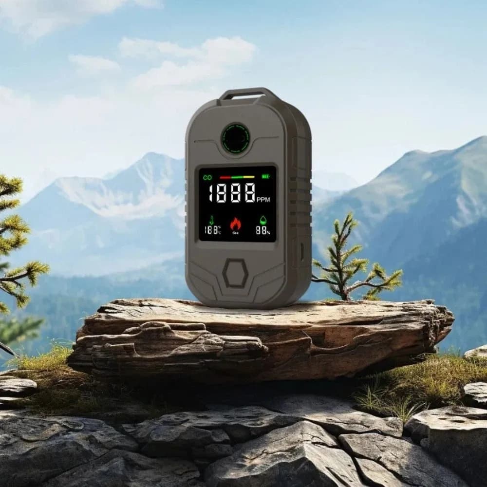 Rilevatore di Monossido di Carbonio Portatile con Batteria a Lunga Durata, Allarmi Visivi, Rilevamento ad Alta Precisione, Rilevatore d'Aria 5 in 1 Ricaricabile