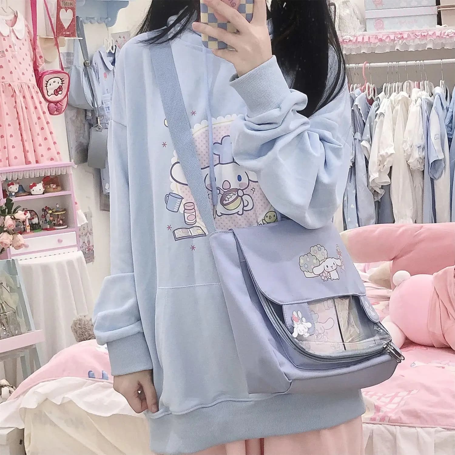 Sanrio Cinnamoroll Y2K Hoodies Sweatshirt Women's Clothing Long Sleeve Top Student Spring Clothes Casual Versatile Outerwear New