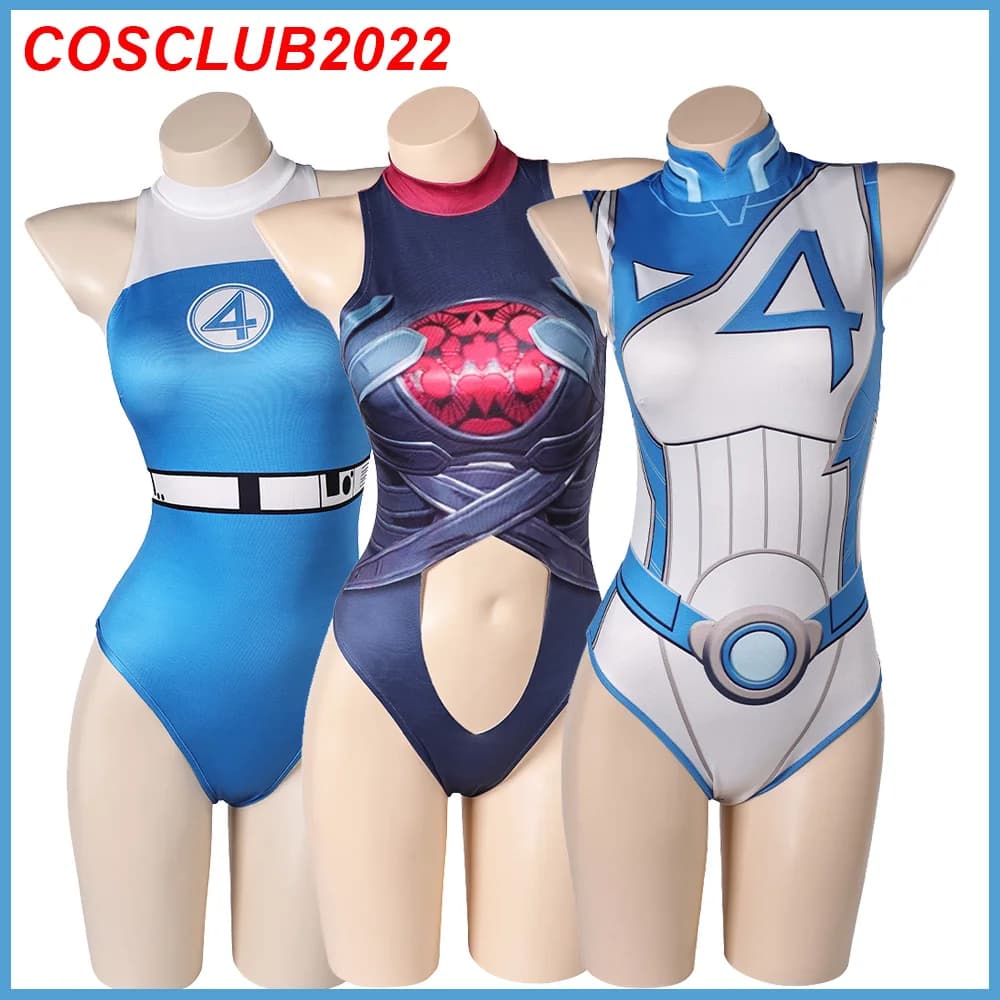 Susan Storm Cosplay Invisible Woman Swimsuit Bikinis Costume Beach Clothing Swimwear Women Outfits Halloween Carnival Party Suit