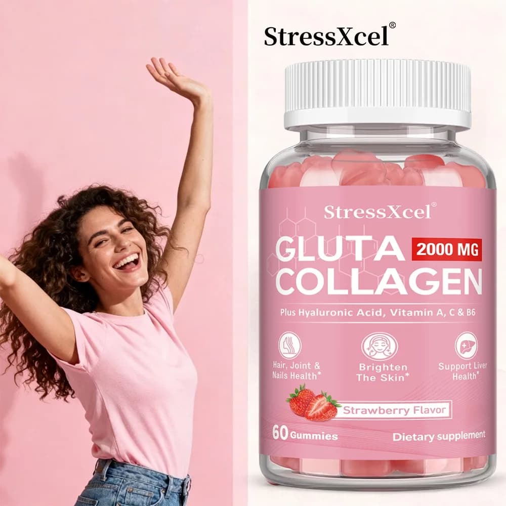 Caramelle Gommose al L-Glutatione con Collagene Idrolizzato, Acido Ialuronico, Anti-Invecchiamento, per la Salute di Capelli, Articolazioni e Unghie, Supporto per la Salute del Fegato