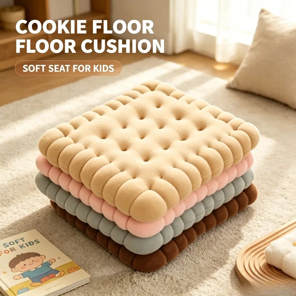 Biscuit Shape Plush Cushion Soft Creative Pillow Chair Seat Pad Decorative Cookie Japanese Tatami Back Cushion Sofa Pillows
