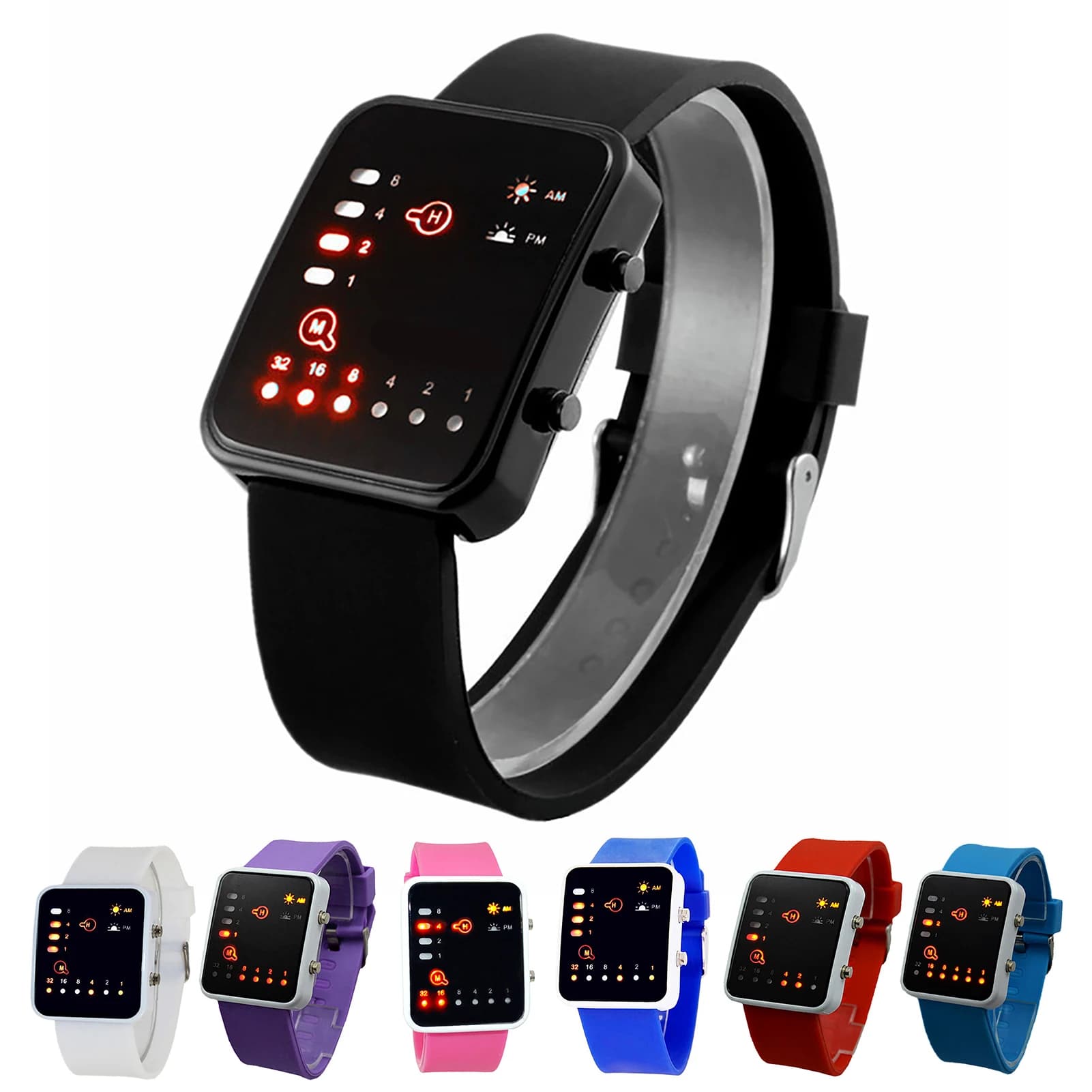 LED Track Watches Men's Digital Fashion polka dots Watches Fashion Silicone Sport Watches Couple Watches