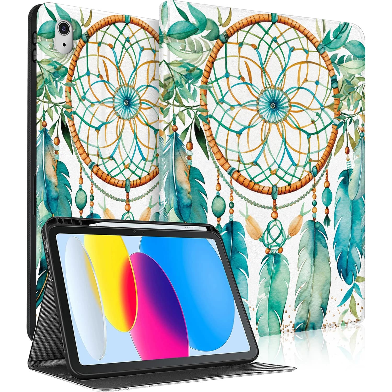 Green Dreamcatcher Smart protect Case for Apple iPad A16 11in 2025 11th Gen 10.9in 2022 10th Unique Boho Tablet Cover Adjustable