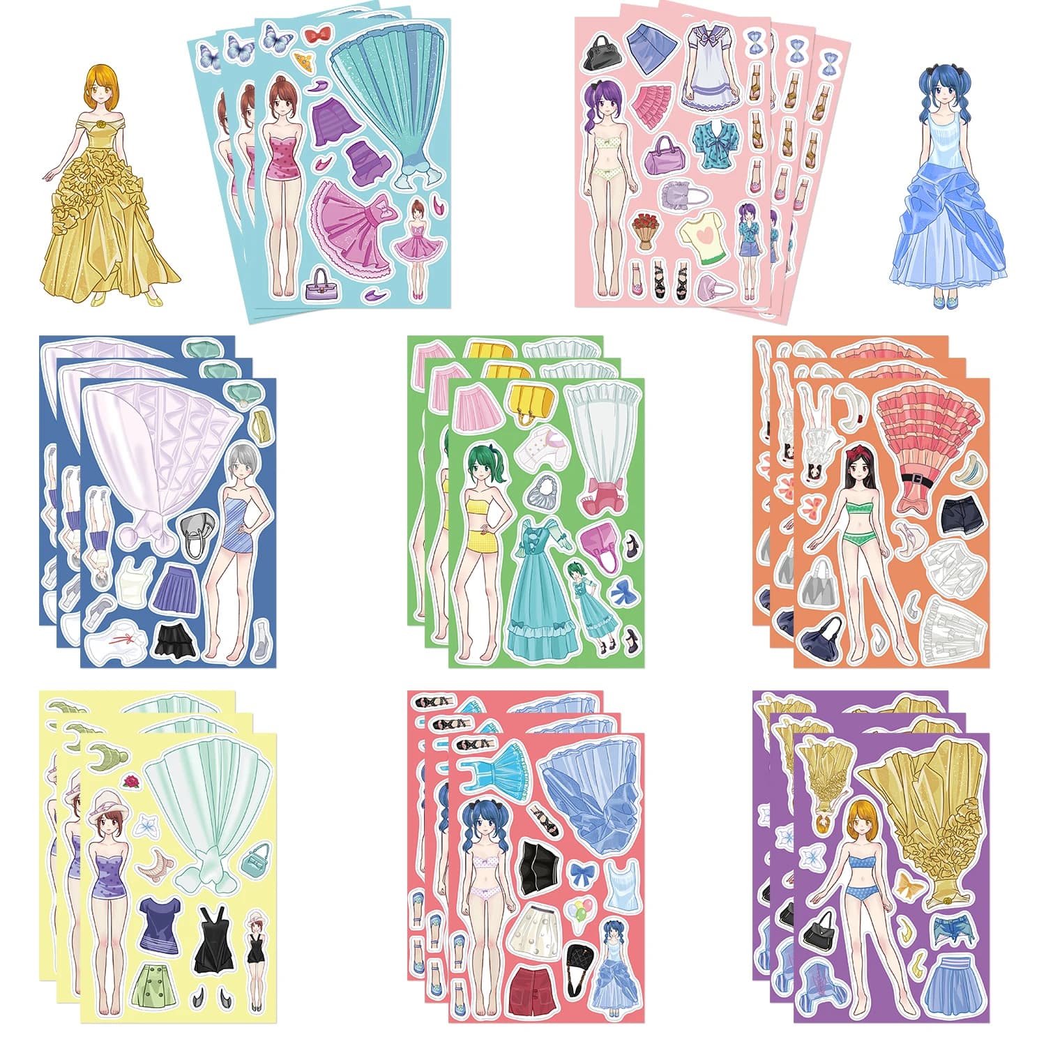 8/16/32 Pezzi Adesivi Puzzle Costume da Principessa per 'Hearts Fun Dress Up', Adesivi Creativi Impermeabili per Libri Creativi