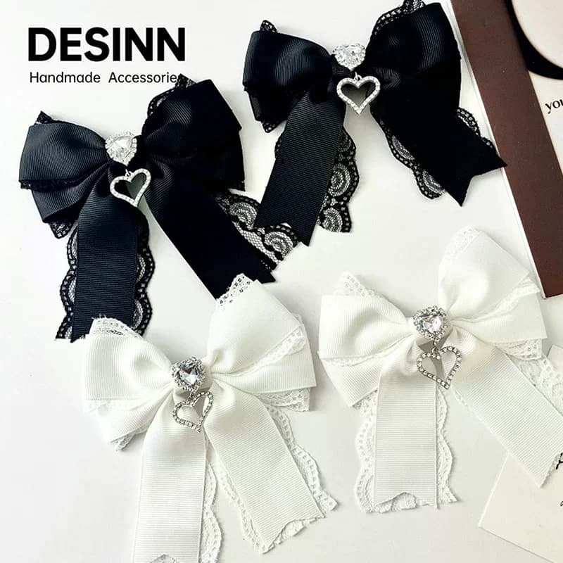 Papillon Lolita da donna Fiocco a farfalla Versatile nastro Spille Spille Camicie Gonne Accessori Gioielli fatti a mano Regali