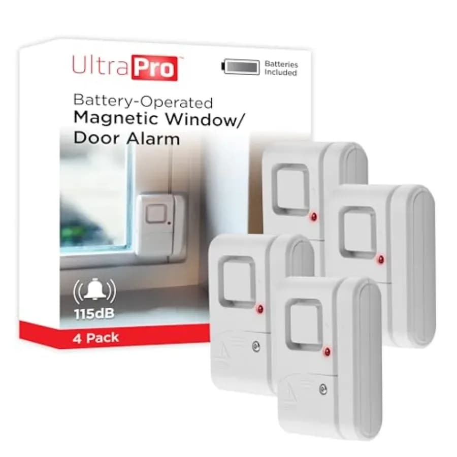 Allarme di sicurezza personale per finestre e porte, confezione da 4, protezione fai-da-te, allarme antifurto, campanello/allarme wireless, installazione facile, per la casa