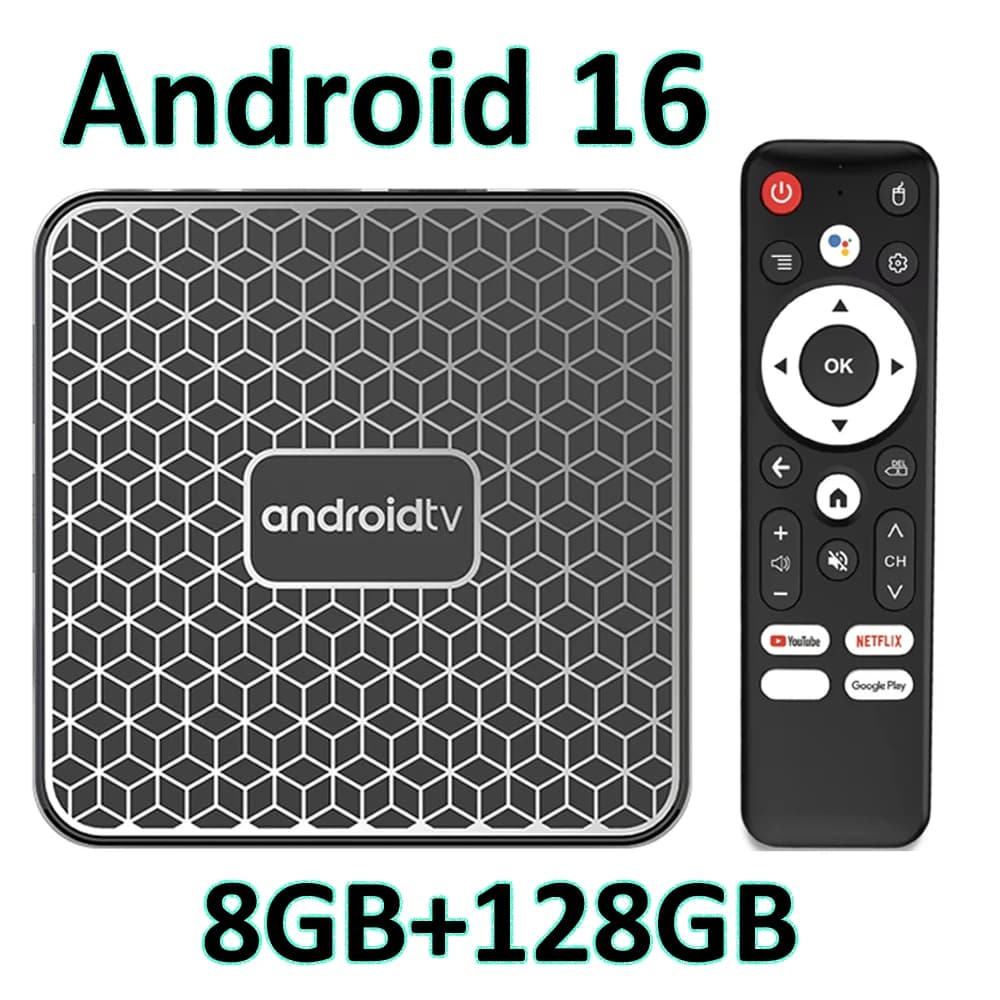 T8s Android 16 Smart TV Box 8GB 128GB RK3518 WiFi6 BT5 Google Voice Assistant 8K Video Netflix YouTube Media Player Set Top Box