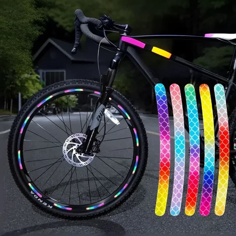 Adesivo Riflettente per Ruote di Bicicletta, Adesivo Arcobaleno Rosso e Bianco per Auto e Moto, Segnalazione di Sicurezza Notturna