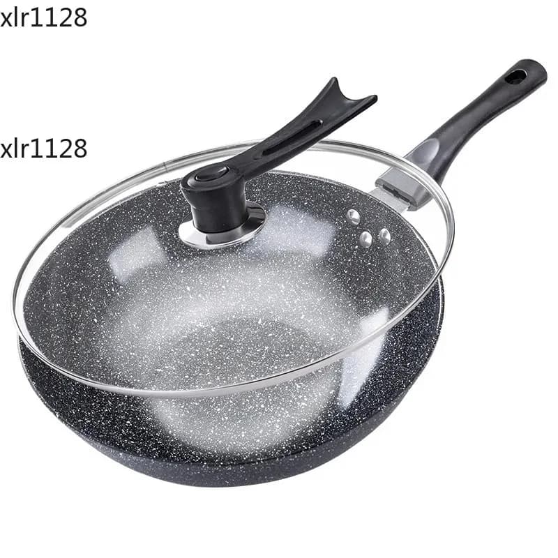 Padella Antiaderente in Pietra Maifan con Fondo Piatto per Cucina a Induzione e Gas, Riduce i Fumi d'Olio