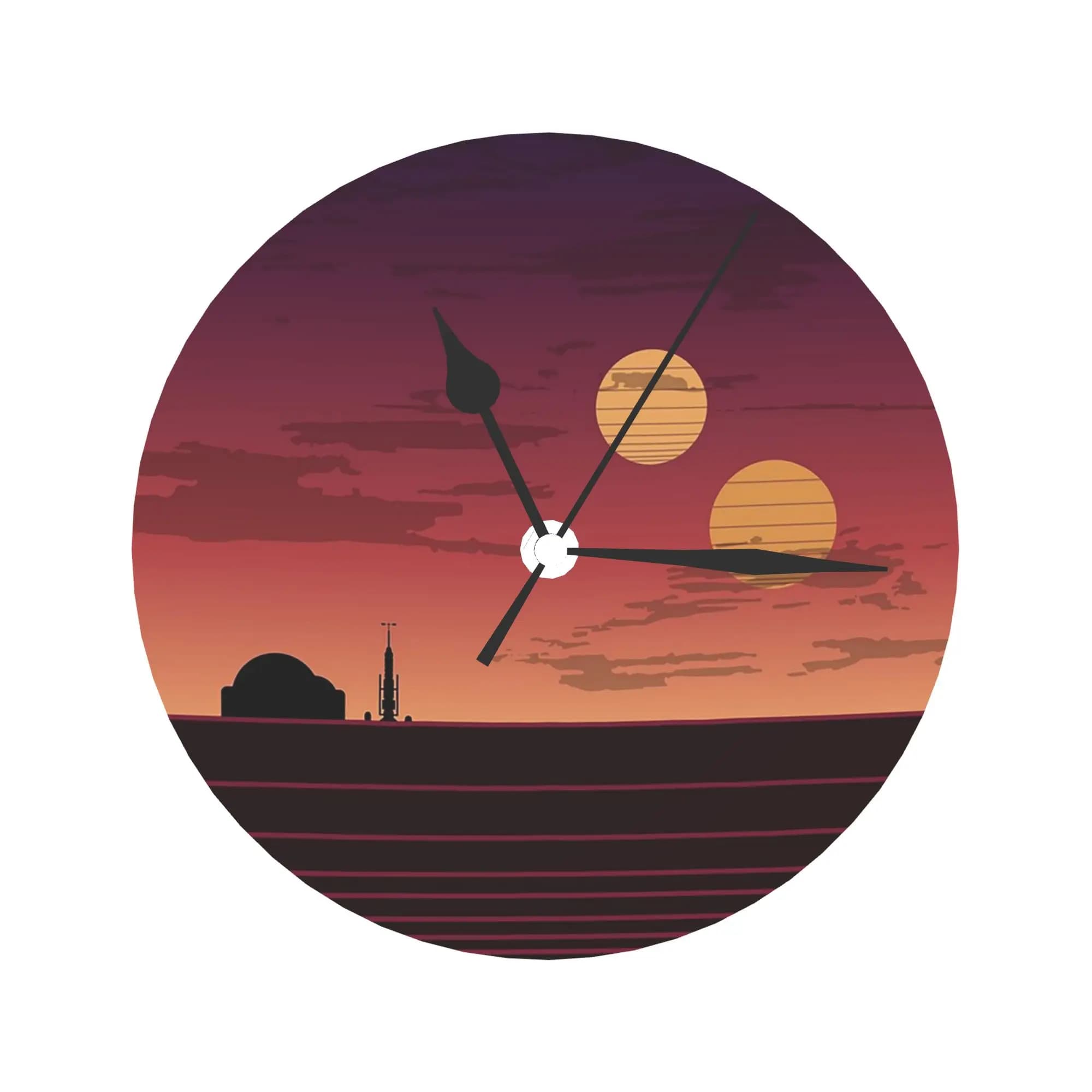 Wall clock track at sunset Room decoration Quiet round watch for bedroom Living room Kitchen Home