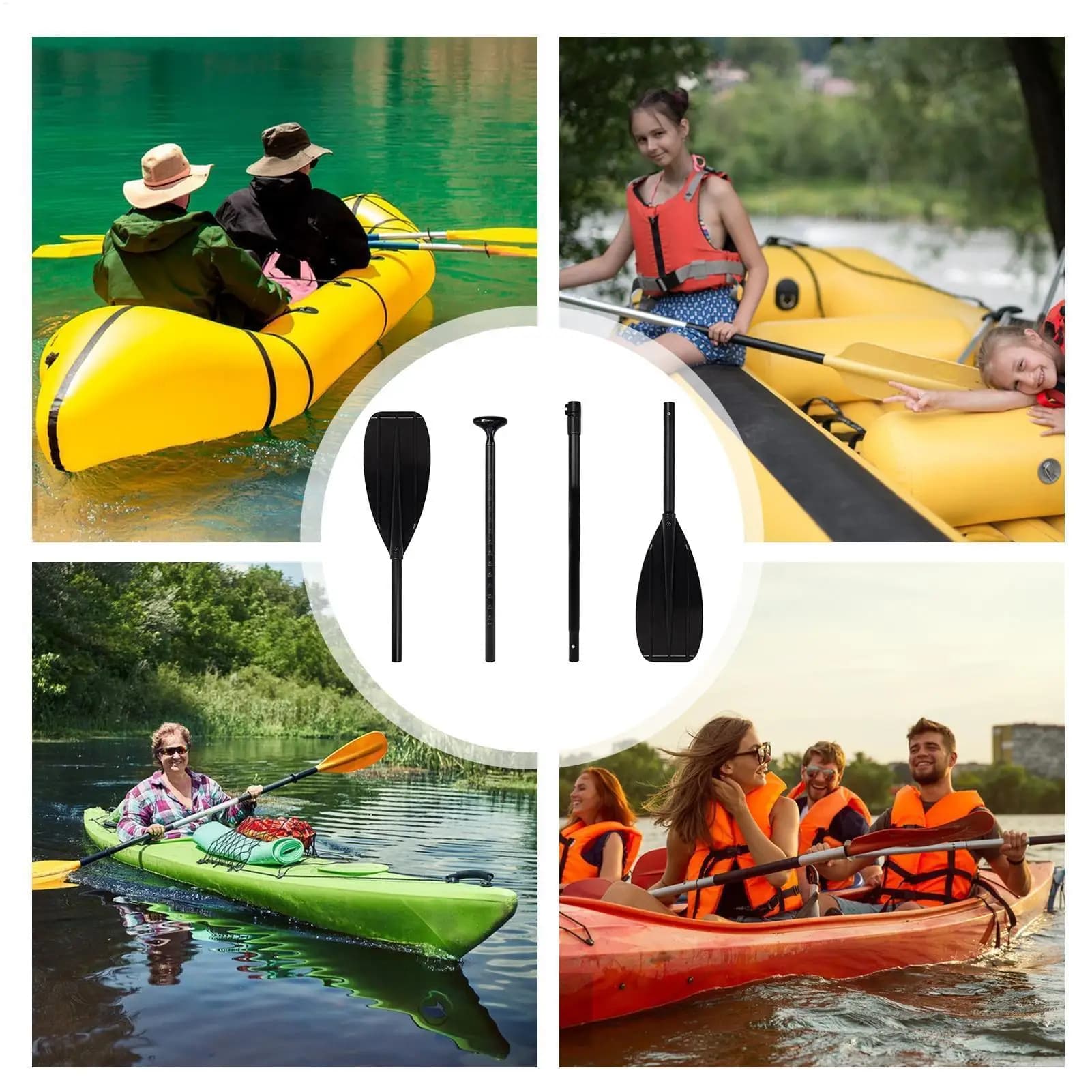 Pagaia per Kayak in Fibra di Carbonio a 2 Sezioni, Leggera, a Doppia Testa, per Pesca, Canottaggio e Touring sul Lago, Ideale per Bambini
