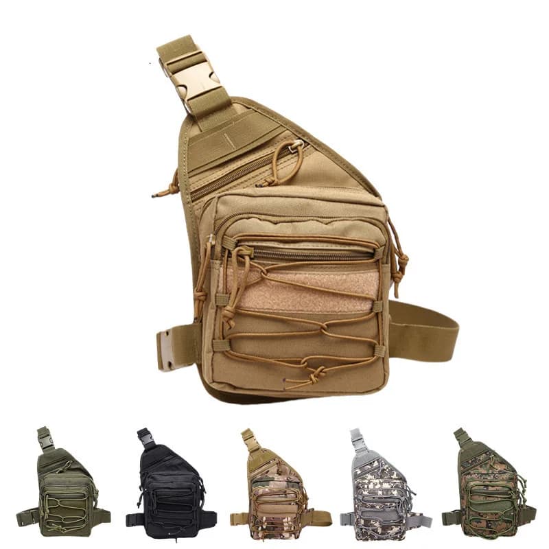 Tactical Camo Chest Pack Lightweight Cycling Sling Bag Outdoor Hiking Crossbody Bag Portable Shoulder Bag Men/Women Fanny Pack