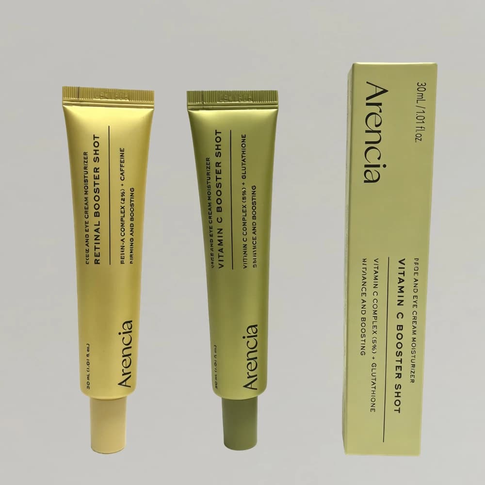Crema Contorno Occhi Arencia Retinal & Vitamina C Booster Shot, Idratante Viso Giorno e Notte, Complesso Retinale Antirughe, Rassodante e Tonificante