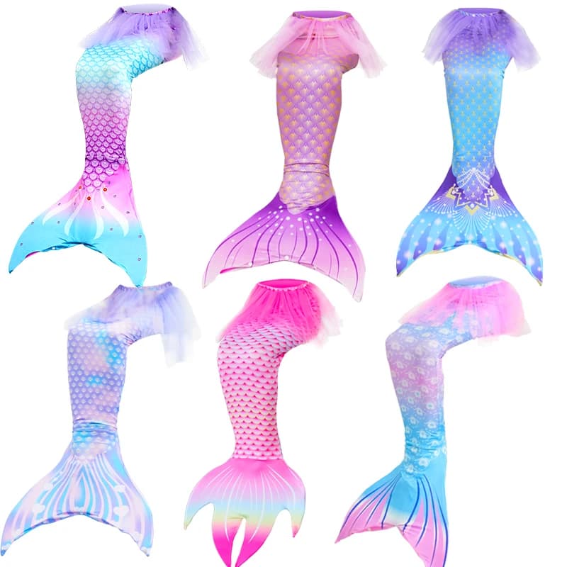 3Pcs/Set Mermaid Tail Swimsuit The Little Costume Cosplay Shorts Bra Beach Clothes Pool Bathing Suit Bikini Party Gift