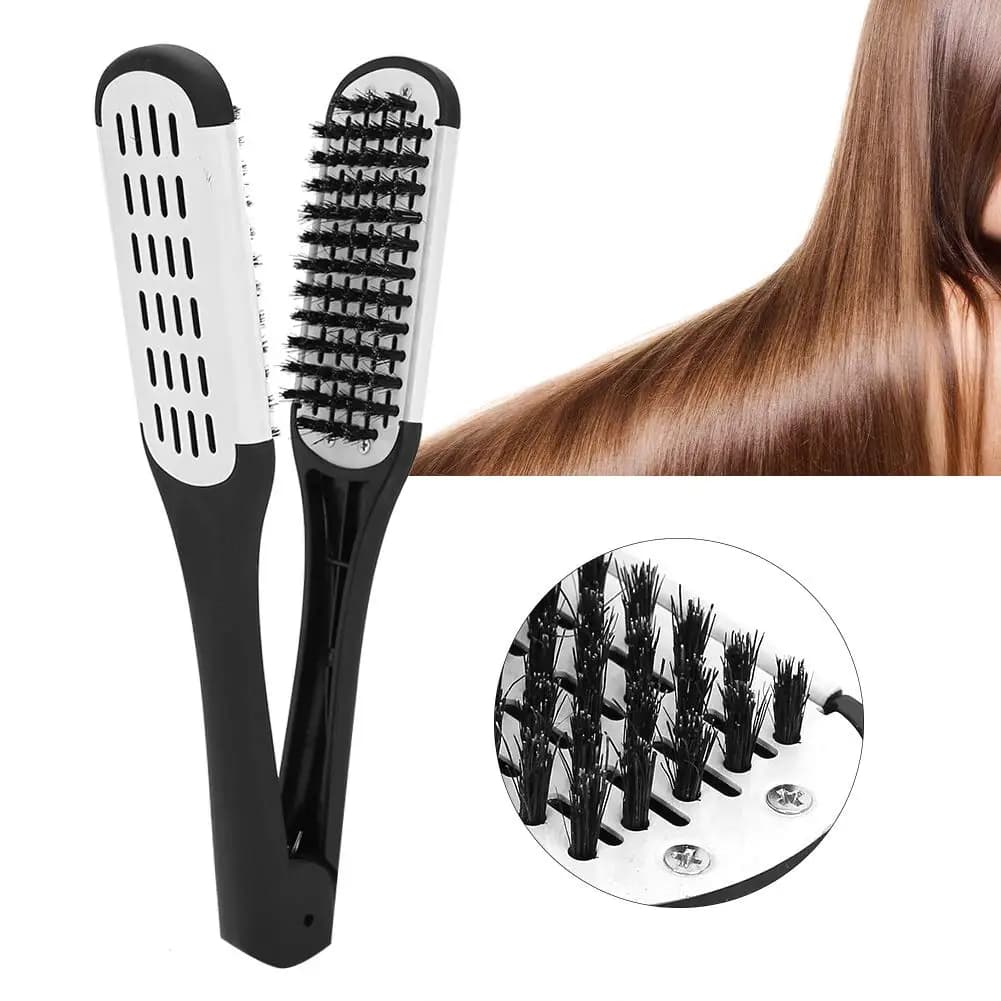 Pettine lisciante a V in plastica per donna, strumento professionale per acconciature, a doppia faccia, non danneggia i capelli