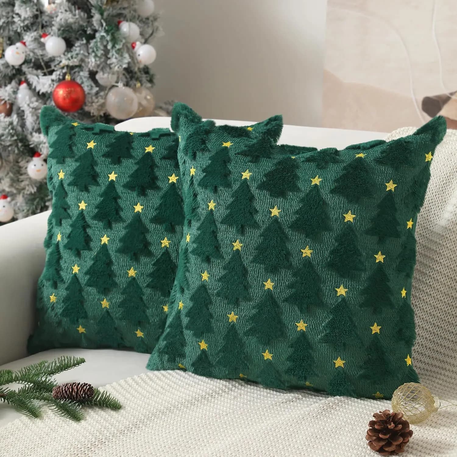 1 piece Christmas pillow set - Knitted Christmas tree pattern for living room sofa cushion lining