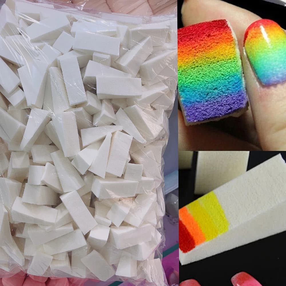 50/20 Pz Spugna Morbida Triangolo Bianco Pennello Sfumato Halo Tintura Vernice Gel UV Unghie Artistiche Pennello Manicure FAI DA TE Triangolo Spugna Pennello