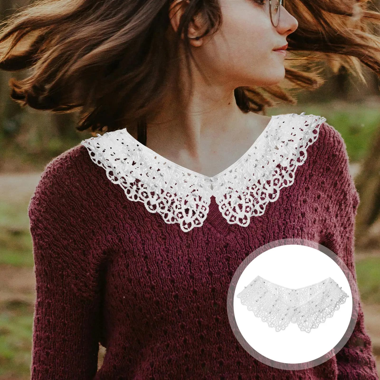 False Collar for Women Imitation Pearl Detachable Fake Shirt Collar Fashionable Dress Top Accent Comfortable Snug Fit Versatile