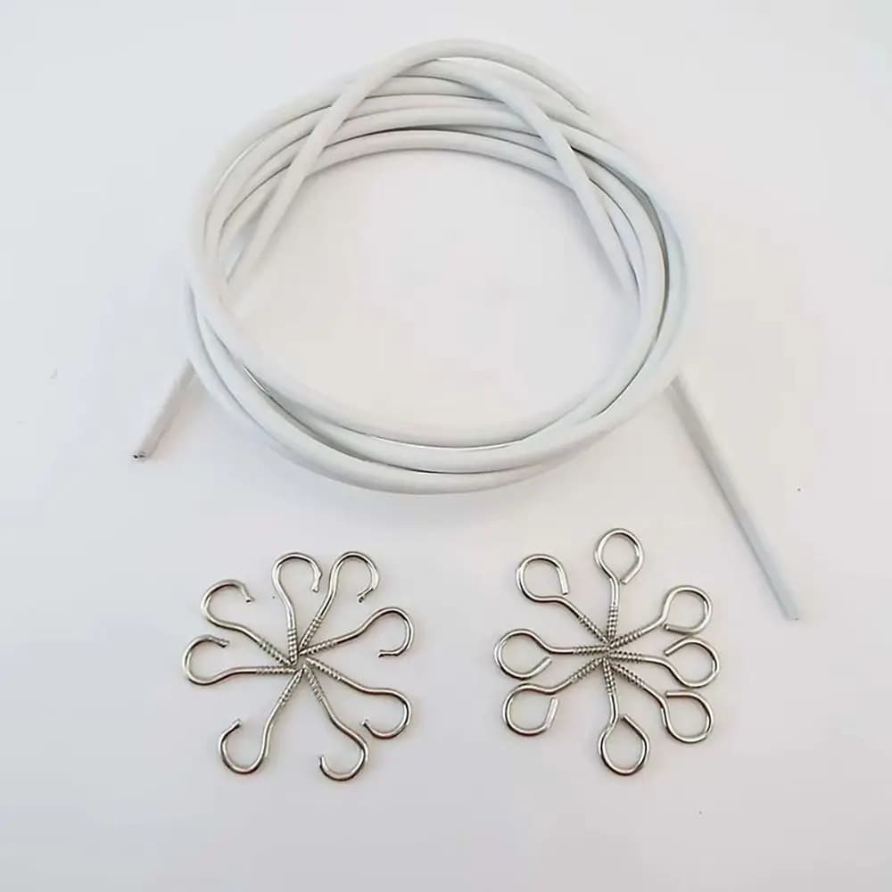 1Set Nuovo 2/3/4/5 Metri Tenda Molla Corda PVC Acciaio Bianco Finestra Cavo Rete con HOOK OCCHI Tenda Track Wire