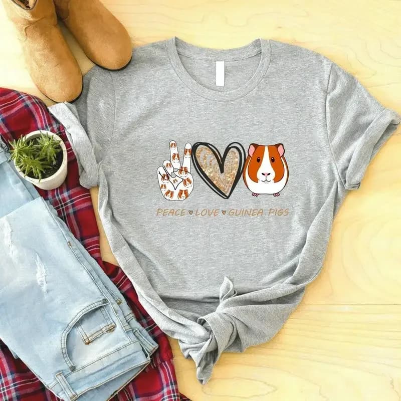 Maglietta Peace Love Guinea Pigs Guniea For Lover S