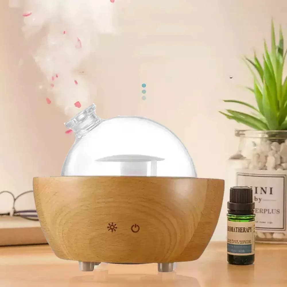 200ml Aroma Umidificatore Diffusore Legno Purificazione Dell'aria Aromaterapia Olio Essenziale Atomizzatore Nebbia 7 Colori per Home Office Room