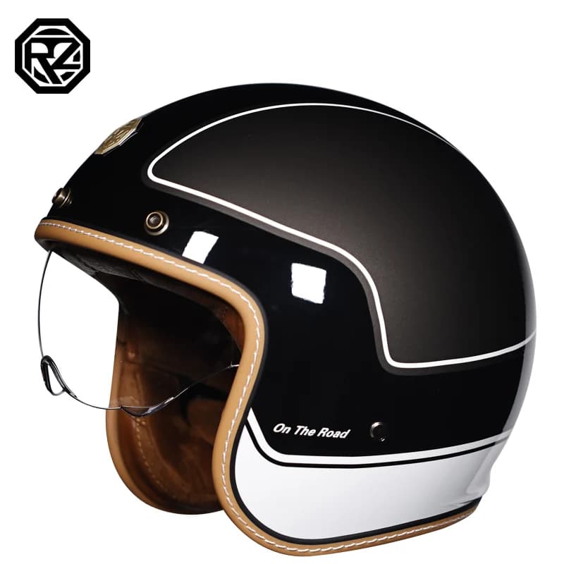 Orz Open Face Half Moto casco Moto vintage Moto Vespa capacete Chopper Bike BLACK