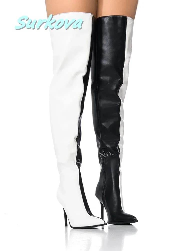 Stivali a spillo da donna Stivali a punta con tacco sottile sopra il ginocchio Stivali moderni primavera autunno taglie forti Scarpe da festa con cerniera laterale