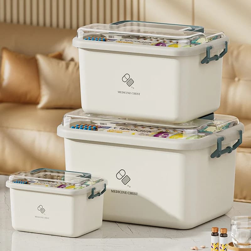 Scatola per medicinali domestici Kit medico portatile di pronto soccorso domestico Scatola per medicinali di emergenza per famiglie con custodia multistrato per farmaci