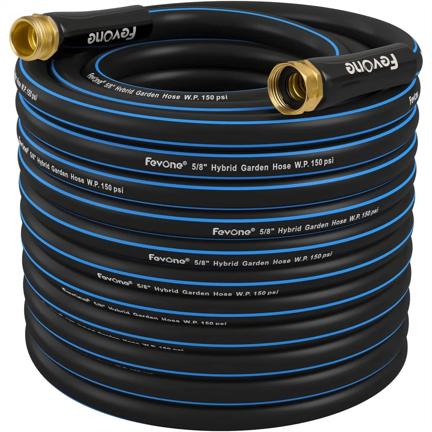 Kink Free Garden Hose 100 ft, Heavy Duty Water Hose with Solid Brass Connectors, 5/8 ID, 600 PSI, Leak-Free for Lawn Watering