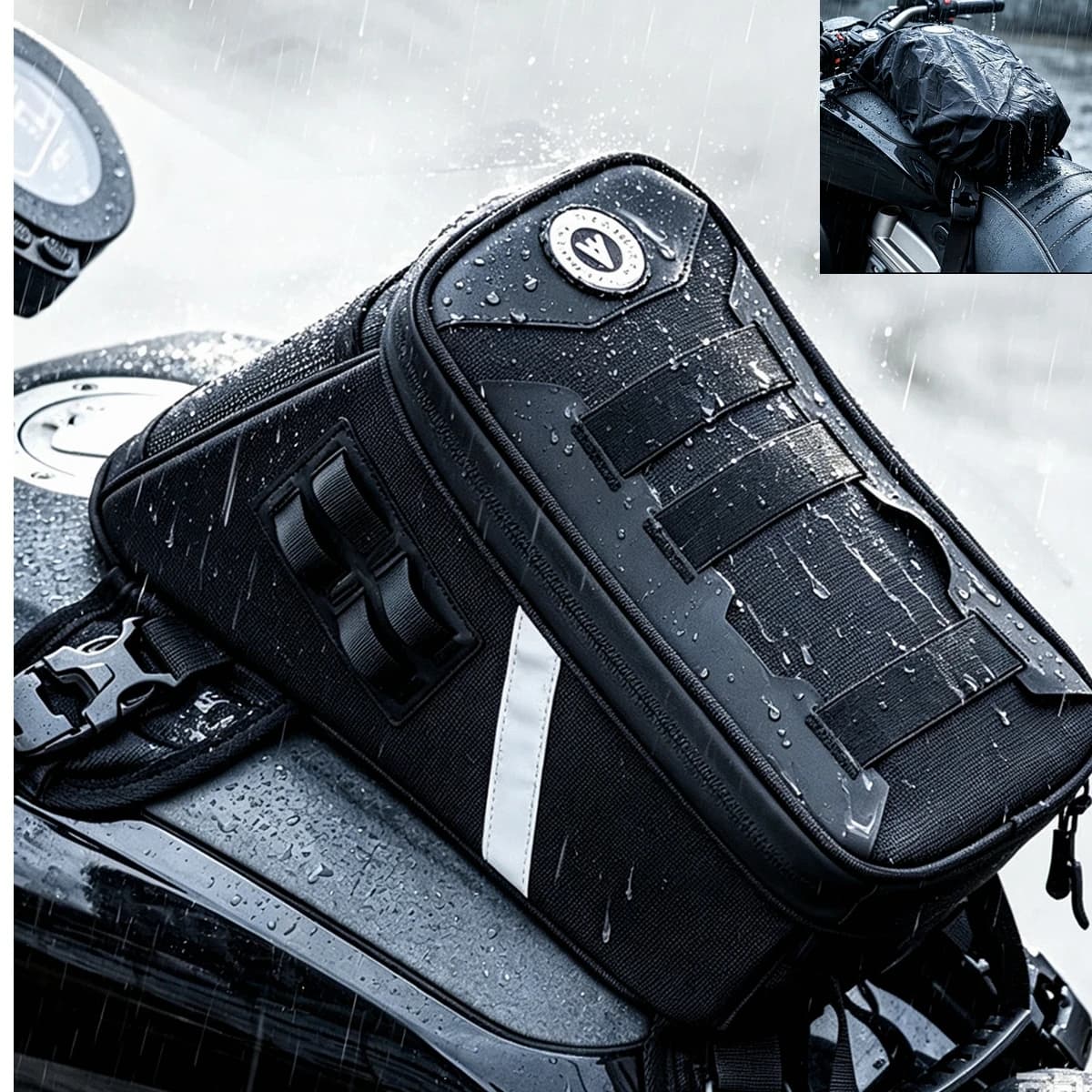 Motorcycle Tank Bag Quick Release Fuel Tank Bag with Waterproof Rain Cover 5L Motorbike Fuel Tank Luggage Bag, Crossbody Bag