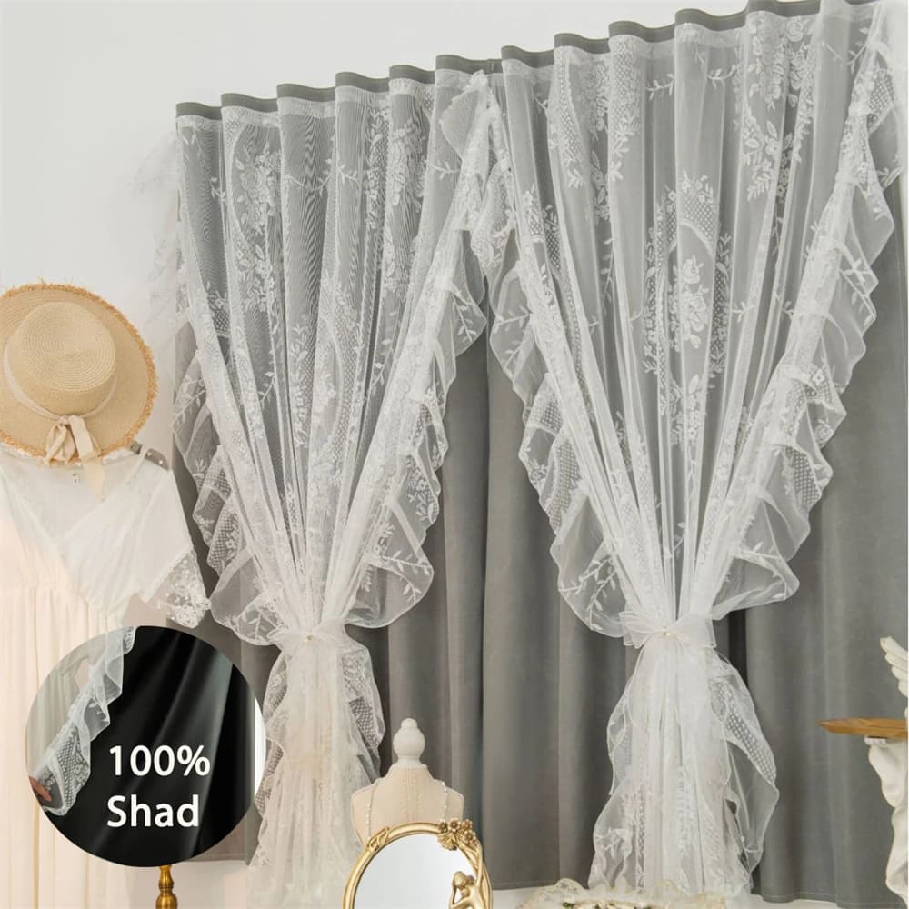 1PC Modern Blackout Curtains Complete For Living Room Tent For Double Layer Door Panel Ready Velcro Home Decoration