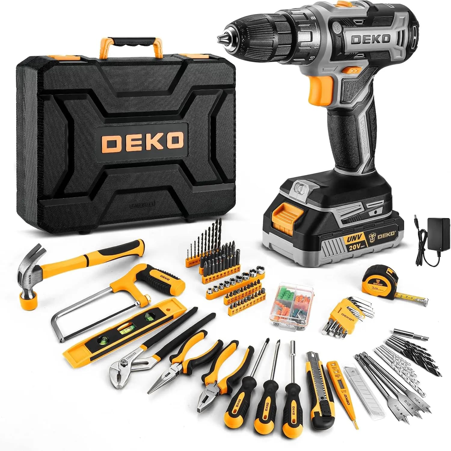 Set di Utensili con Trapano Senza Fili: Trapano Elettrico 20V con Batteria, Cacciavite Elettrico per Riparazioni Domestiche, Kit Base per Uomini