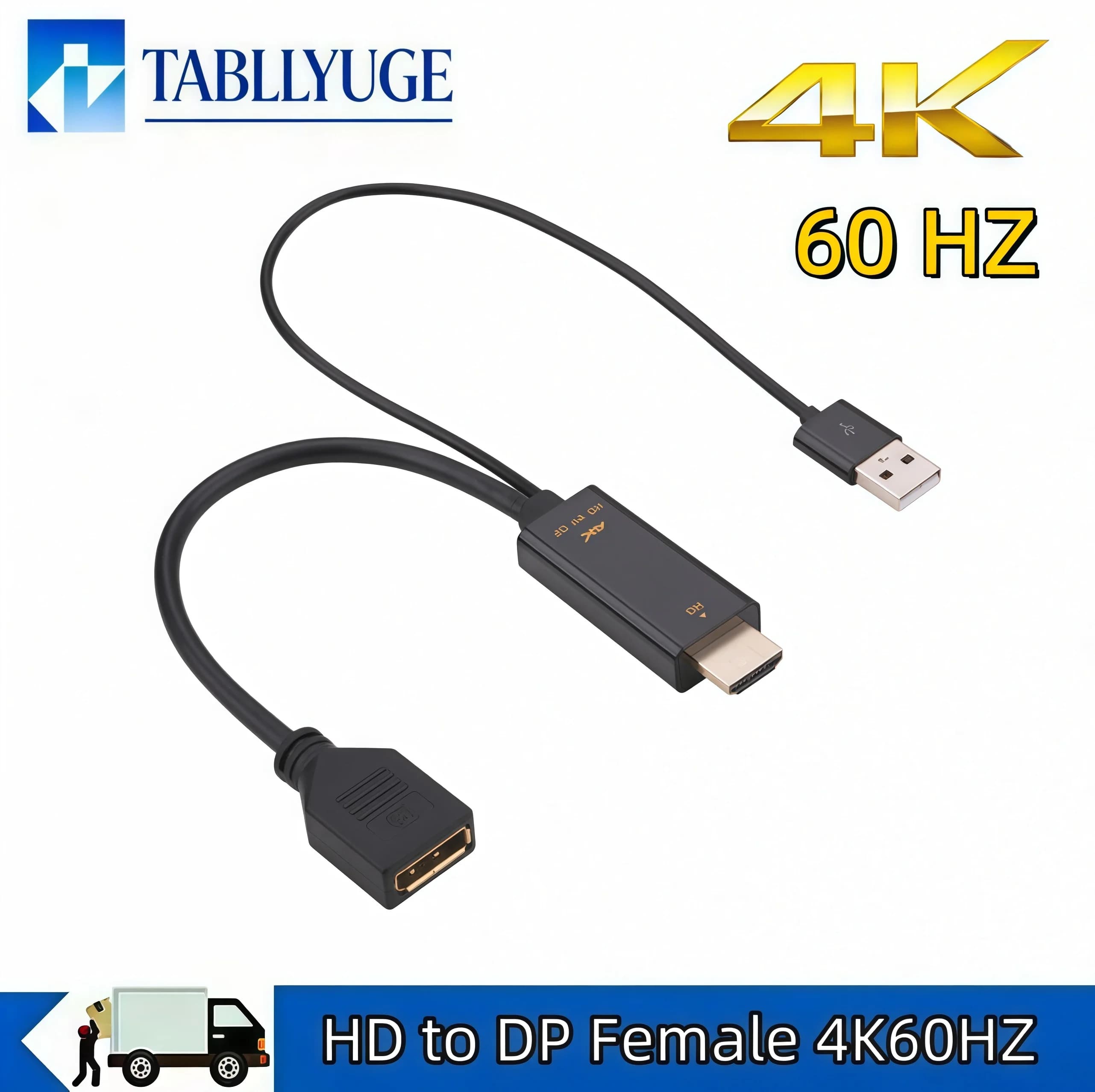Cavo adattatore HDMI-compatibile a DisplayPort 4K 60Hz, convertitore HDMI-compatibile a DP ad alta velocità, connettore video universale