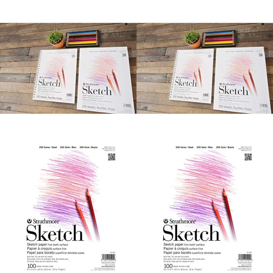 200 Series Sketch Pad, inch, 100 Sheets, Tape Bound - Artist Sketchbook for Drawing, Illustration, Art Class Students