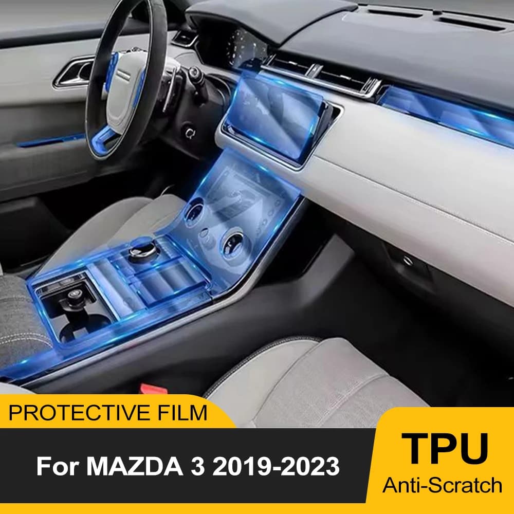 Pellicola per interni auto per Mazda 3 2019-2023 Cruscotto Piano Board Console centrale del cambio Pellicola pretagliata in TPU trasparente antigraffio